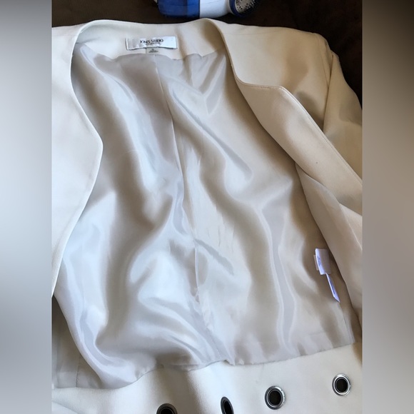 Jones Studio Separates Cream Open Blazer Silver Open Rings At Bottom Sz … - Picture 7 of 13